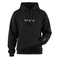 TMPRY Initiation Hood in 400GSM raw black fleece with architectural silhouette and tactical embroidery.